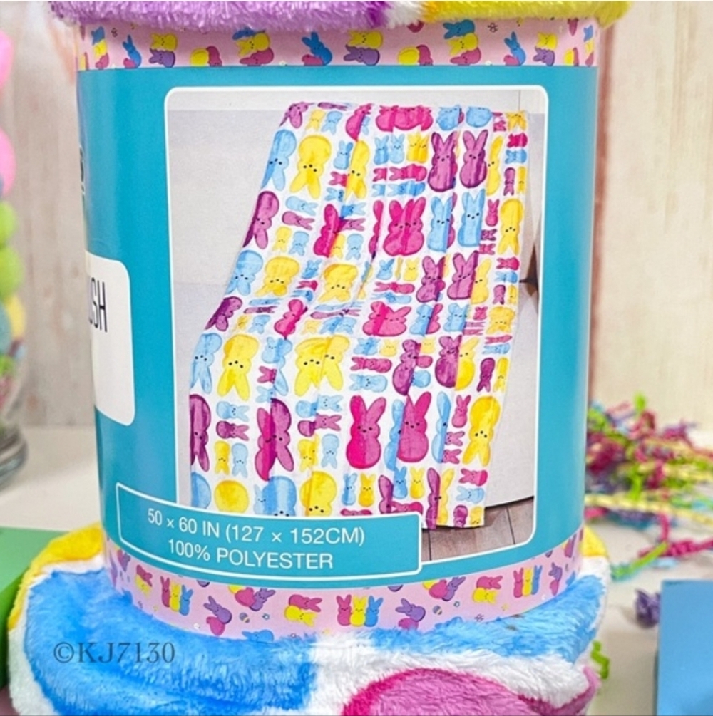 ✨️💙🐰🩷NWT COZY PEEPS BUNNY RABBIT BLANKET 🐰🩷💙🐰💜✨️💛🐰